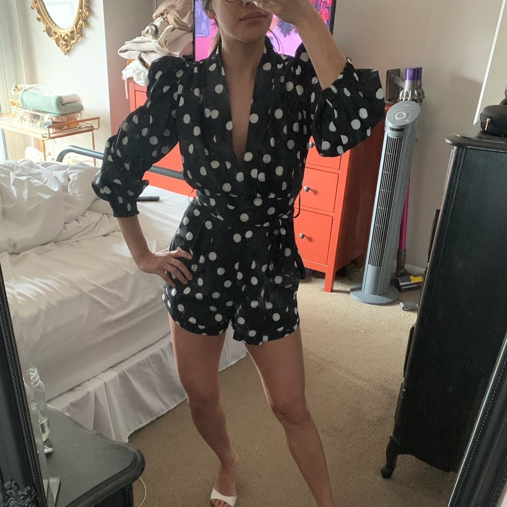 Puff Sleeve Polka Dot Playsuit